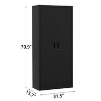Garvee 71" Tall Metal Storage Cabinet with Lock, 4 Adjustable Shelves Heavy Duty Lockable Cabinet, Scratch Resistant, Multi-Use Craft/Shop Organization for Pantry/Garage/Office, Black