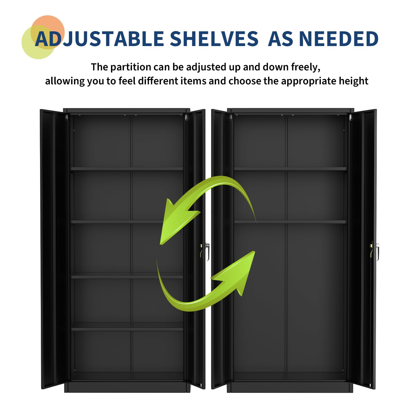 Garvee 71" Tall Metal Storage Cabinet with Lock, 4 Adjustable Shelves Heavy Duty Lockable Cabinet, Scratch Resistant, Multi-Use Craft/Shop Organization for Pantry/Garage/Office, Black
