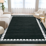 Garvee Area Rug, Washable Rugs for Living Room Bedroom, Low Pile Non Slip Modern Border Soft Carpet, Contemporary Foldable Floor Mats for Dining Room Playroom Home Decor - Black