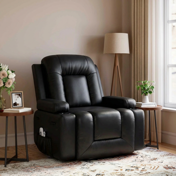 Garvee Power Lift Recliner Chair - Heat and Massage, Adjustable Back and Legs, PU Leather Electric Lift Chair Designed for Mobility Aid Elderly Relaxation, Black