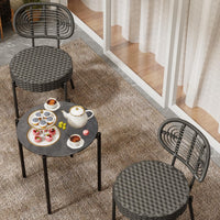 Garvee 3 Piece Patio Bistro Set, Outdoor Wicker Chairs with Table, Rattan Patio Furniture Set for Outdoor, Patio, Deck, Backyard, Black & Grey