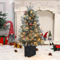 Garvee 3ft Prelit Premium Snow Flocked Artificial Christmas Tree with 8 Modes Warm White Led, Mini Prelit Xmas Pine Tree for Christmas Decoration, Yard, Home, Office, Outdoor, Indoor