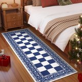 Garvee Blue 2x6 Runner Rug Washable Non Slip Indoor Christmas Decor Checkered Soft Low Pile - Blue