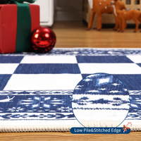 Garvee Blue 2x6 Runner Rug Washable Non Slip Indoor Christmas Decor Checkered Soft Low Pile