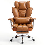 Garvee Big and Tall Ergonomic Office Chair – 350LBS Heavy Duty, High Back Reclining, Footrest, Thick Padded Pocket Spring Seat, Lumbar Support, Adjustable Armrests, PU Leather – Executive Chair – Brown - Brown