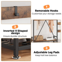 Garvee Hall Tree With Bench and Shoe Storage Parent-Child Coat Rack Shoe Bench Industrial Coat Tree Entryway Large Organizer With Shoe Rack, Storage Cubbies, Hooks, and Top Shelf Black