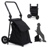 Garvee 2 In 1 Foldable Grocery Cart, Heavy Duty Hand Truck with Cushioned Seat, Removable Waterproof Bag, Portable Trolly Dolly Utility Cart, Rolling Shopping Cart for Groceries