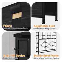Garvee 12 Drawer Dresser for for Bedroom, Fabric Dressers & Chest of Drawers Tall Dressers for Bedroom Closet, Clothes, Wooden Top, Sturdy Metal Frame - Charcoal Black