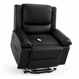 Garvee PU Leather Power Lift Recliner Chair with Massage and Heat, 8-Point Vibration, Adjustable Back and Leg Support, Electric Lift Chair Designed for Mobility Aid Elderly Relaxation, Black - Black