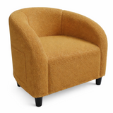 Garvee Accent Barrel Chair Boucle Club Chair with Sherpa Upholstery, Ergonomic Support, Durable Plastic Legs, Easy Assembly, for Living Room Bedroom, Yellow - Sherpa|Yellow