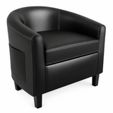 Garvee Accent Barrel Chairs Living Room Chairs, Faux Leather Upholstered Club Armchairs with Soft Padded Seat for Bedroom Reading Waiting Room, Black - PU|Black