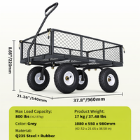 Garvee Versatile Outdoor Utility Cart - 800LBS Heavy-Duty, 10" All-Terrain Pneumatic Tires, Easy Maneuverable Lawn Cart with Removable Mesh Panels for Gardening & Landscaping, Grey