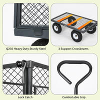 Garvee Versatile Outdoor Utility Cart - 800LBS Heavy-Duty, 10" All-Terrain Pneumatic Tires, Easy Maneuverable Lawn Cart with Removable Mesh Panels for Gardening & Landscaping, Grey