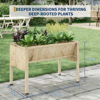 Garvee 46x24x31 in Wooden Raised Garden Bed with Legs & Hooks,13.7 in Planter Box, Non-Woven Liner, Outdoor Vegetable, Herb & Flower Planter