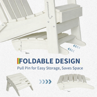 Garvee Folding Adirondack Ottoman - HDPE All-Weather Outdoor Footrest for Patio, Deck, Lawn, Poolside - Durable, Weather-Resistant - Compatible with Adirondack Chair - White, 1 Piece