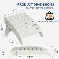 Garvee Folding Adirondack Ottoman Set of 2 - HDPE All-Weather Outdoor Footrests for Patio, Deck, Lawn, Poolside - Weather-Resistant, Durable - Compatible with Adirondack Chair - White, 2-Pack
