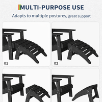 Garvee Folding Adirondack Ottoman - HDPE All-Weather Outdoor Footrest for Patio, Deck, Backyard, Poolside - Weather-Resistant, Durable - Compatible with Adirondack Chair - Black, 1 Piece
