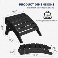 Garvee Folding Adirondack Ottoman - HDPE All-Weather Outdoor Footrest for Patio, Deck, Backyard, Poolside - Weather-Resistant, Durable - Compatible with Adirondack Chair - Black, 1 Piece