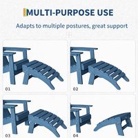 Garvee Folding Adirondack Ottoman Set of 2 - HDPE All-Weather Outdoor Footrests for Patio, Deck, Lawn, Poolside - Weather-Resistant, Durable - Compatible with Adirondack Chair - Navy Blue, 2-Pack