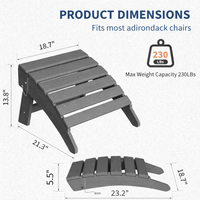 Garvee Folding Adirondack Ottoman - HDPE All-Weather Outdoor Footrest for Patio, Deck, Backyard, Poolside - Weather-Resistant, Easy to Store - Compatible with Adirondack Chair - Grey, 1 Piece
