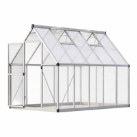 Garvee Heavy Duty 6x9 FT Polycarbonate Walk-In Greenhouse - Sturdy Aluminum Frame, Lockable Door, Adjustable Roof Vent, Easy Assembly, Ideal for Garden, Backyard, or Patio, Silver