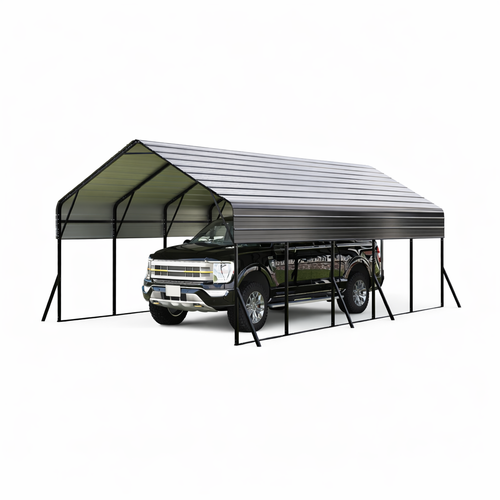 Garvee 13' X 26' X 11' Heavy Duty Metal Carport Kit – Reinforced Frame & Anchors – 100MPH Wind & 35PSF Snow Rated – Shelter for 2 Cars, Trucks, Boats, RVs, Tractors – Easy Assembly