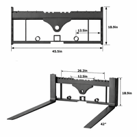 Garvee Skid Steer Pallet Fork Frame Attachment 2500 lbs, 42" Fork Blades and 45" Pallet Fork Frame, with 2 Hay Spear Sleeves, 2" Receiver Hitch, Compatible with Kubota Loaders Tractors