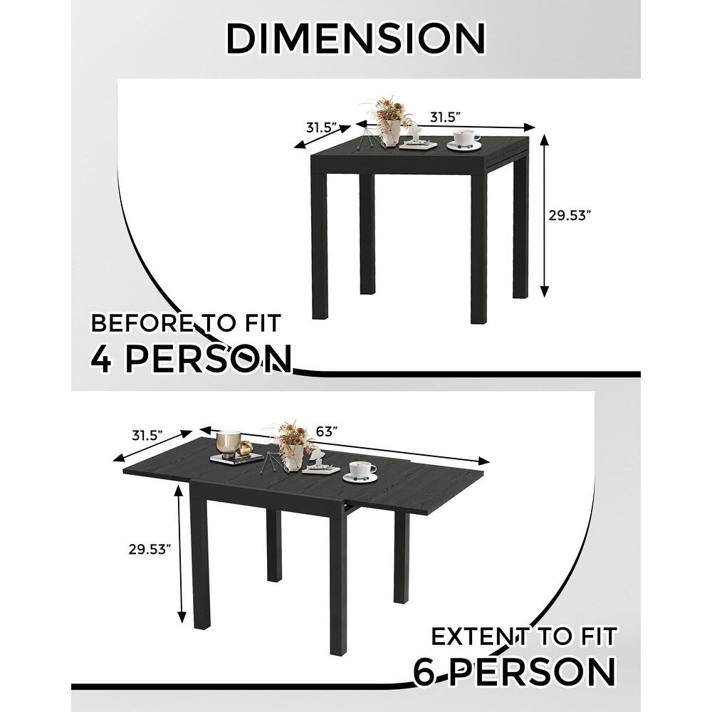 Garvee Aluminum Expandable Patio Table, Extendable Outdoor Dining Table Set for 4-6 with Aluminum Slat Tabletop for Backyard, Deck, Porch, Dark Grey