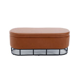 Garvee Storage Bench 47-Inch Upholstered Fabric Storage Bed Bench with Metal Legs for Bedroom and Living Room, Brown, One Size