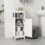 Garvee Bathroom Floor Cabinet Single Door Adjustable Shelf Wooden Freestanding Storage For Living Room Kitchen Hallway White 12.6x11.8x33.5in