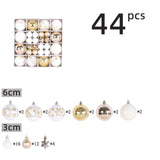 Garvee 44pcs Christmas Ball Ornaments Set Assorted Christmas Baubles Glitter Hanging Decoration for Xmas Tree Wreath Christmas Party R1-26 White Gold - R1-26 White Gold