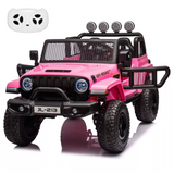 Garvee Ride - P Series: 24V 7AH Kids Ride on Truck Car 2 Seater Electric Vehicles for Toddles 2WD/4WD Switchable Battery Powered Cars with Remote Control, 4-Wheeler Suspension, LED Lights, MP3, Back Storage - Pink - Pink