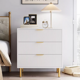 Garvee 3 Drawer Dresser for Bedroom, Modern Wood Storage Chest with Gold Metal Handles, Anti-Tipping Design, Large Nightstand Organizer for Entryway, Hallway, Living Room, White - White
