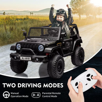 Garvee Ride - P Series: 24V 7AH Kids Ride on Truck Car 2 Seater Electric Vehicles for Toddles 2WD/4WD Switchable Battery Powered Cars with Remote Control, 4-Wheeler Suspension, LED Lights, MP3, Back Storage - Black