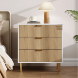 Garvee Modern 3 Drawer Dresser for Bedroom with Gold Handle and Large Drawer, Wood Double Chest of Drawers and Storage Organizer for Living Room, Hallway, Entryway, Natural Oak&White - Natural Oak&White
