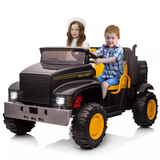 Garvee Ride - P Series: 24V Ride On Truck with Remote Control Electric UTV Vehicles with Dump Bed, 4WD Power 4x200W Motors,4xSpring Suspension, 3 Speeds, 2 Seater Kids Ride On Toys Best Gifts for Kids - Black - Black