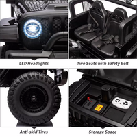 Garvee Ride - P Series: 24V 7AH Kids Ride on Truck Car 2 Seater Electric Vehicles for Toddles 2WD/4WD Switchable Battery Powered Cars with Remote Control, 4-Wheeler Suspension, LED Lights, MP3, Back Storage - Black