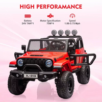 Garvee Ride - P Series: 24V 7AH Kids Ride on Truck Car 2 Seater Electric Vehicles for Toddles 2WD/4WD Switchable Battery Powered Cars with Remote Control, 4-Wheeler Suspension, LED Lights, MP3, Back Storage - Red