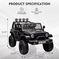 Garvee Ride - P Series: 24V 7AH Kids Ride on Truck Car 2 Seater Electric Vehicles for Toddles 2WD/4WD Switchable Battery Powered Cars with Remote Control, 4-Wheeler Suspension, LED Lights, MP3, Back Storage - Black