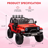 Garvee Ride - P Series: 24V 7AH Kids Ride on Truck Car 2 Seater Electric Vehicles for Toddles 2WD/4WD Switchable Battery Powered Cars with Remote Control, 4-Wheeler Suspension, LED Lights, MP3, Back Storage - Red