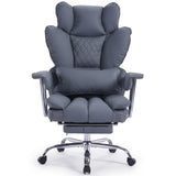 Garvee Big and Tall Ergonomic Office Chair – 350lbs Heavy Duty Recline, High Back Pocket Spring Cushion, Adjustable Armrests, Footrest, Lumbar Support, PU Leather – Executive Chair – Gray - Gray