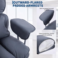 Garvee Big and Tall Ergonomic Office Chair – 350lbs Heavy Duty Recline, High Back Pocket Spring Cushion, Adjustable Armrests, Footrest, Lumbar Support, PU Leather – Executive Chair – Gray