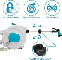 Garvee 100FT Retractable Hose Reel, 9 Modes, Wall Mount, Auto Lock