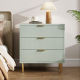 Garvee Green Dresser, Modern 3 Drawers Dresser for Bedroom with Gold Handle and Large Drawer, Wood Double Chest of Drawers and Storage Organizer for Living Room, Hallway, Entryway - Green