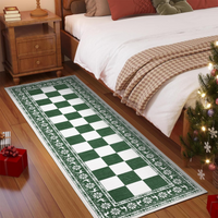 Garvee Green 2x6 Runner Rug Washable Non Slip Checkered Soft Low Pile Christmas Rug for Kitchen Entryway Living Room Bedroom