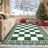 Garvee Green 6x9 Area Rugs Washable Non Slip Indoor Carpet Christmas Decor Checkered Soft Low Pile - Green