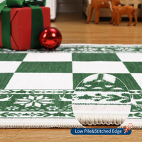Garvee Green 6x9 Area Rugs Washable Non Slip Indoor Carpet Christmas Decor Checkered Soft Low Pile