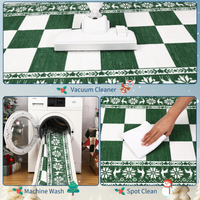 Garvee Green 6x9 Area Rugs Washable Non Slip Indoor Carpet Christmas Decor Checkered Soft Low Pile