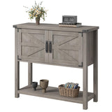Garvee Farmhouse Console Table with 2-Door, Wood Coffee Bar Cabinet Sofa Table, Entryway Table with 2 Storage Cabinets, Farmhouse Buffet Sideboard for Kitchen, Living Room, Hallway, 32 Inch, Grey - Grey