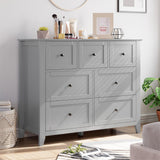 Garvee 7 Chest of Drawer Dresser, Modern and Stylish Dresser, Deep Drawers and Nickel Round Handle, Wood Organizer Dresser with Ample Storage Space for Bedroom, Living Room, Entryway, Gray - Gray